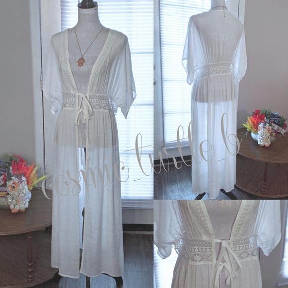 1 left! New Boho Crochet Lace Kimono Swim Cover Up - Picture 9 of 12